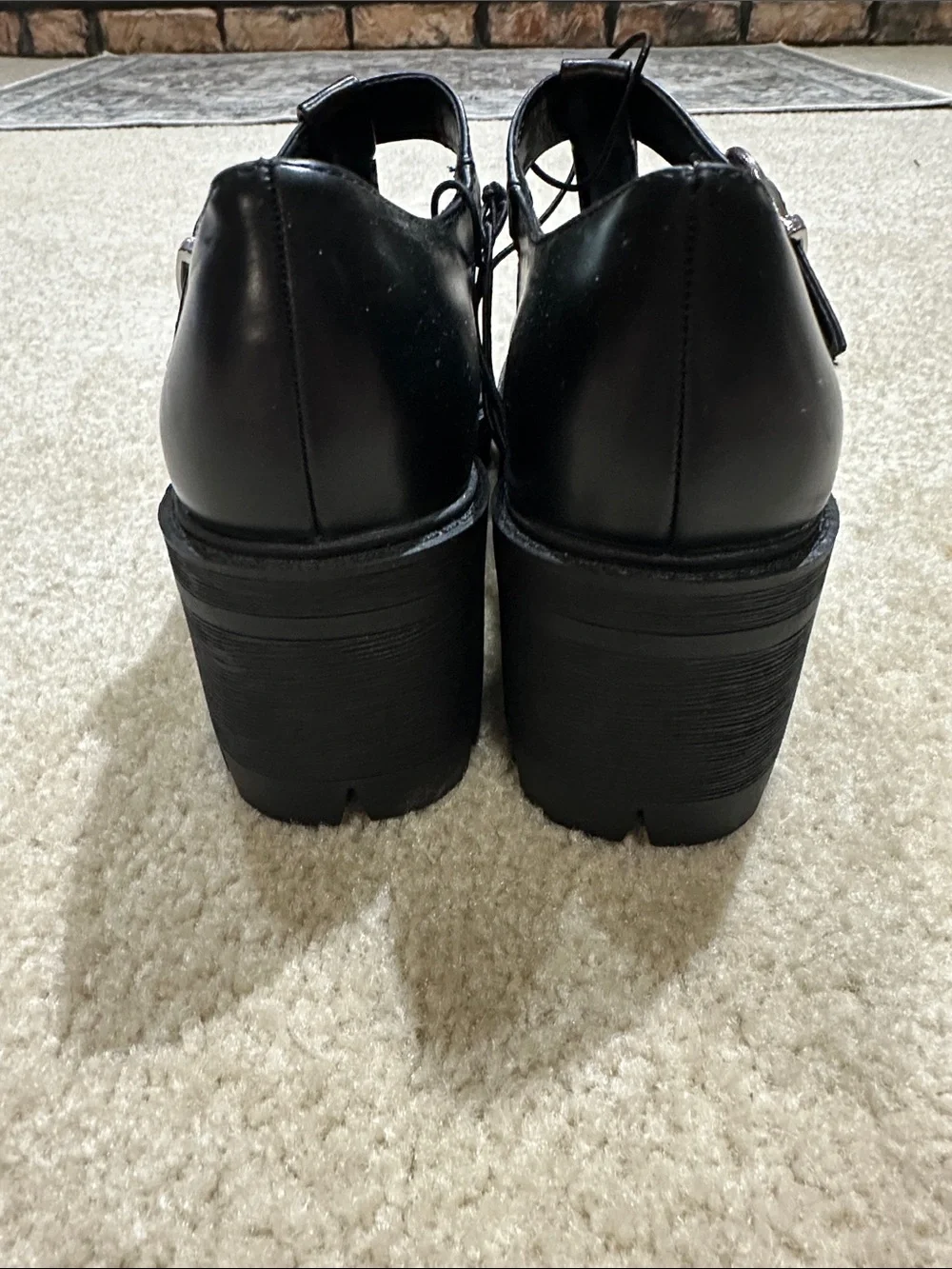Arizona Jean Company Black Mary Jane Platform Flats with Buckle